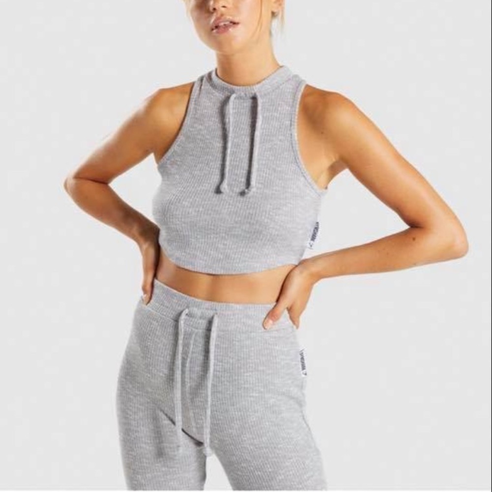 Gymshark Slounge Crop Top - Light Grey Marl
